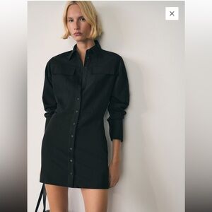 Mango Black Long Sleeve Shirt Dress